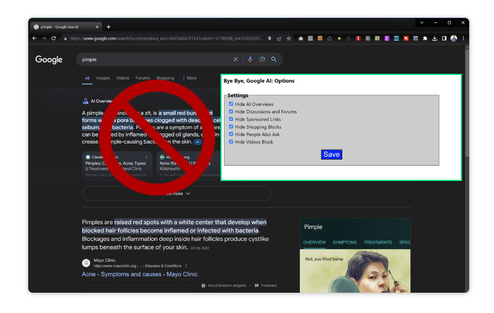 Bye Bye Google screenshot