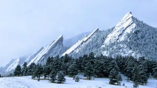 Boulder's flatirons in the snow
