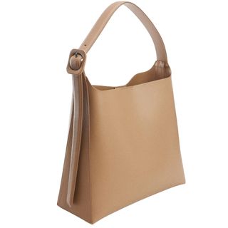 mango faux leather square shopper bag with buckle detail on one side