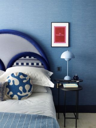 Striped blue bedroom