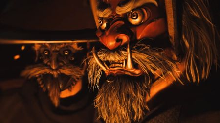 A closeup crop of masked members of the Yotei Six from the Ghost of Yotei Gamescom trailer