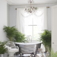 bathroom with bathtub and plants