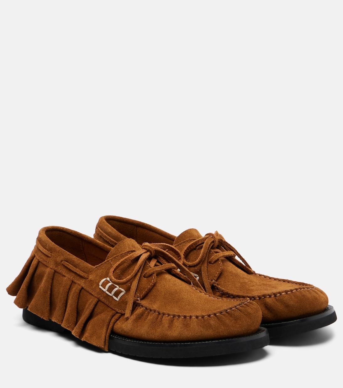 Ruffled Suede Boat Shoes in Brown - Jw Anderson