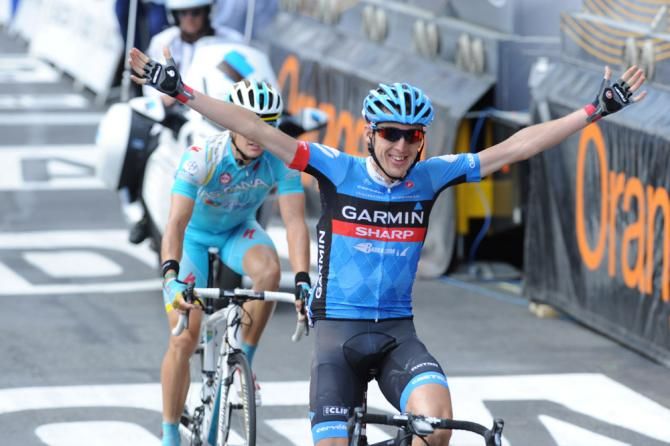 Daniel Martin (Garmin-Sharp) outsprinted Jakob Fuglsang (Astana) to win stage 9 at the Tour de France