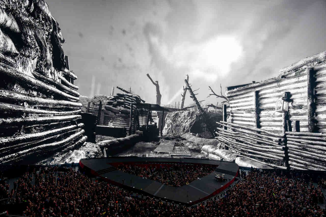 Metallica performing onstage at the Las Vegas Sphere