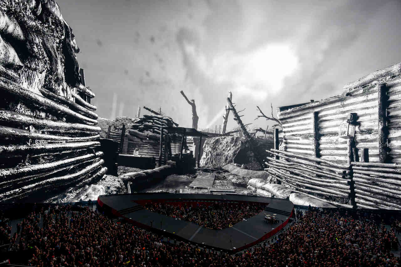 Metallica performing onstage at the Las Vegas Sphere
