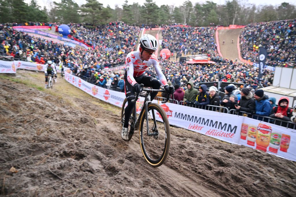 ZONHOVEN BELGIUM JANUARY 07 Eli Iserbyt of Belgium and Team Pauwels Sauzen Bingoal competes during the 27th Zonhoven UCI CycloCross Worldcup 2024 Mens Elite on January 07 2024 in Zonhoven Belgium Photo by Luc ClaessenGetty Images