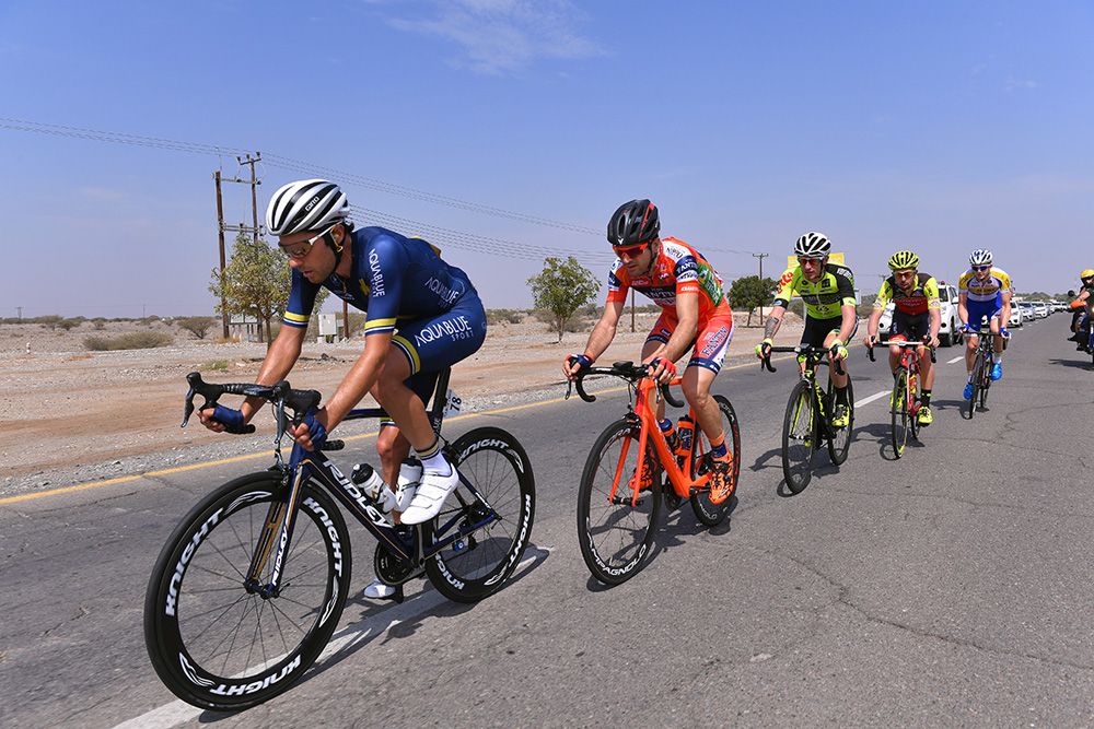 The break of the day: Larry Warbasse (Aqua Blue Sport), Aime De Gendt (Sport Vlaanderen &ndash; Baloise), Alan Marangoni (Nippo-Vini Fantini), Giuseppe Fonzi (Wilier-Selle Italia) and Christophe Masson (WB Veranclassic Aqua Protect)