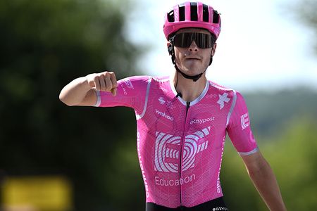 LAGNIEU, FRANCE - JULY 29: Markel Beloki of Spain and Team EF Education - EasyPost celebrates at finish line as stage winner during the 38th Tour de l'Ain 2026, Stage 2 a 161.9km stage from Saint-Vulbas to Lagnieu on July 29, 2026 in Lagnieu, France. (Photo by Luc Claessen/Getty Images)