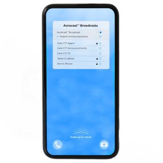 Mockup of Bluetooth Auracast on a smartphone
