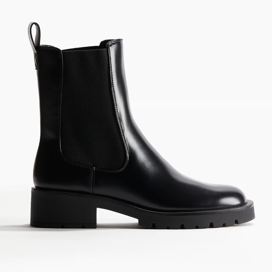H&amp;amp;M Black Faux Leather Chelsea Boots
