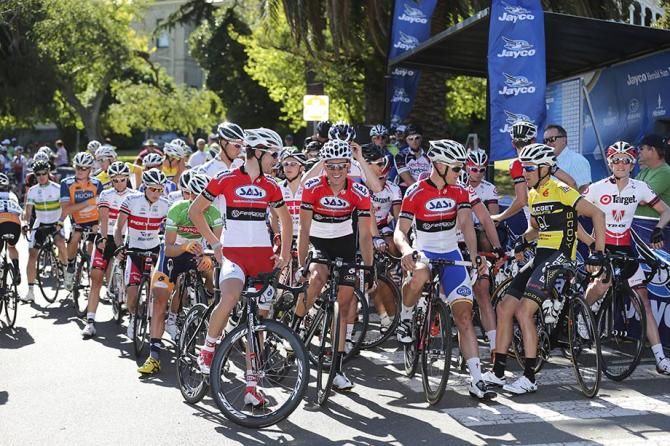 The peloton await the start of stage 1.