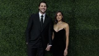 Josh Allen and Hailee Steinfeld pose for a photo on the red carpet the 14th Annual NFL Honors at Saenger Theatre on February 06, 2025 in New Orleans, Louisiana.