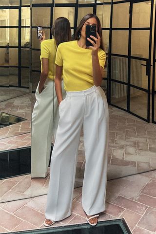 zara, Wide-Leg High-Waist Trousers