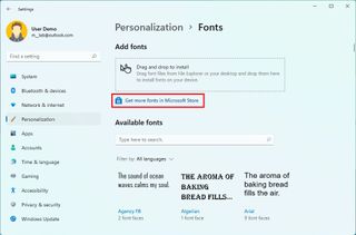 Fonts settings store option