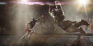 Thor and Hulk facing off in Ragnarok