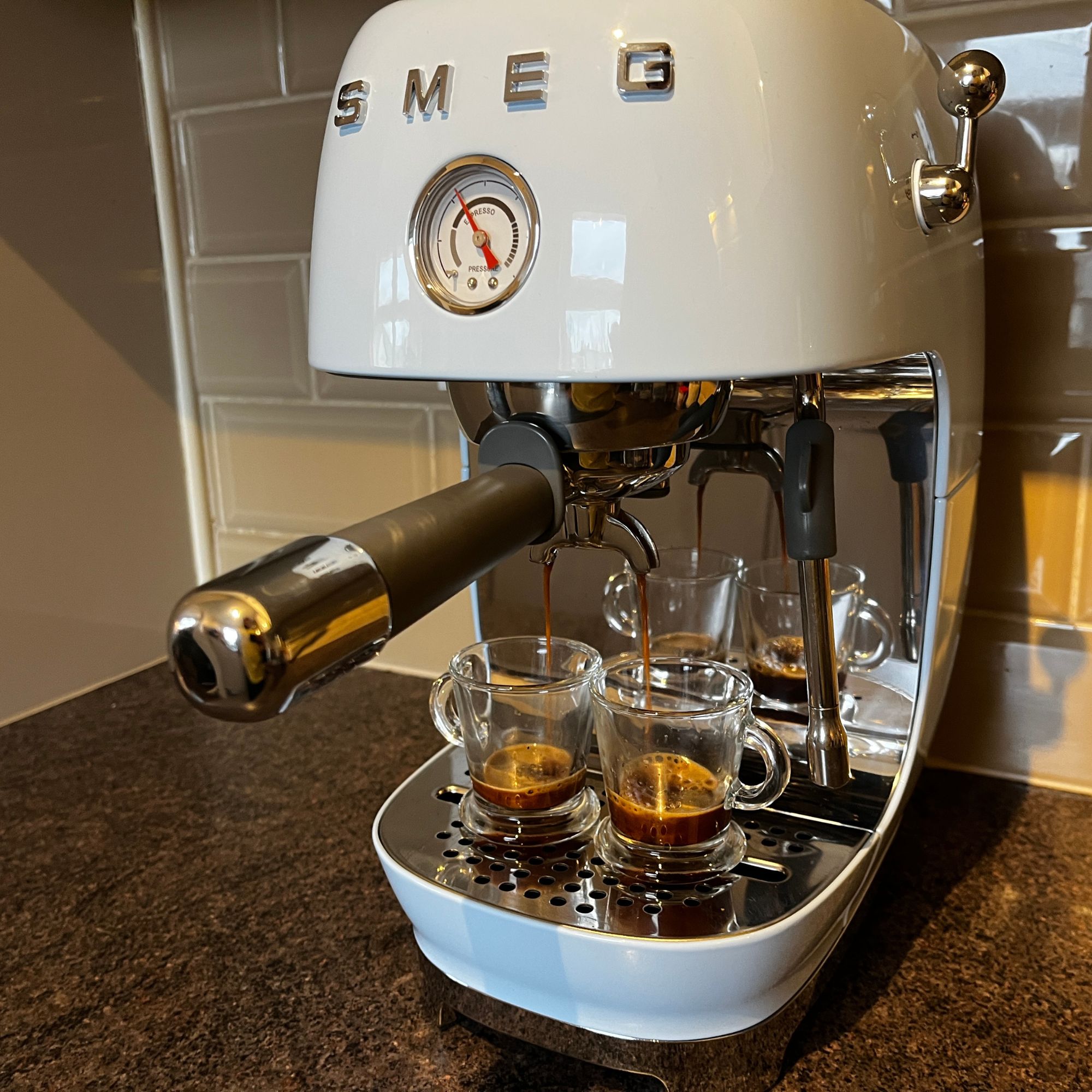 Smeg Cold Brew Espresso Coffee Machine making espresso