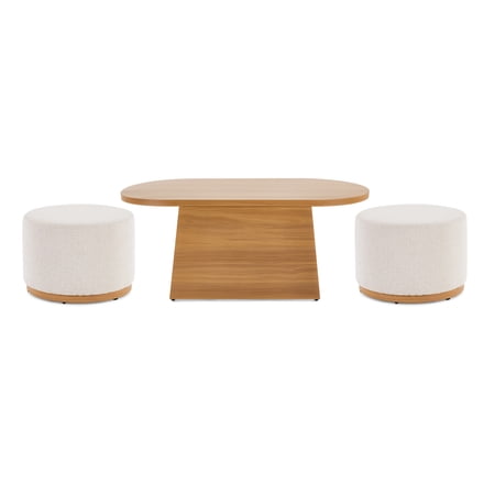 Better Homes &amp;amp; Gardens Juliet Outdoor Coffee Table and 2 Ottomans With Patio Cover, Beige
