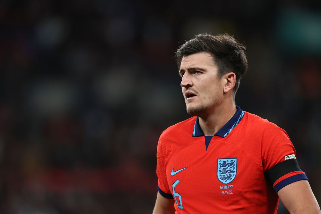 Harry Maguire of Manchester United and England during the UEFA Nations League League A Group 3 match between England and Germany at Wembley Stadium on September 26, 2022 in London, United Kingdom.