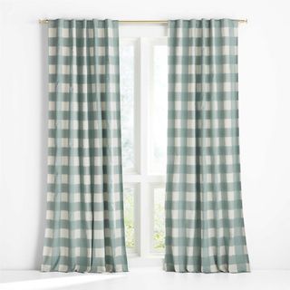 Light blue checkered curtains