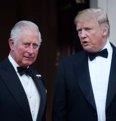 King Charles and Donald Trump wearing tuxedos 