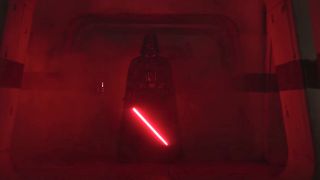 Darth Vader igniting red lightsaber in Rogue One