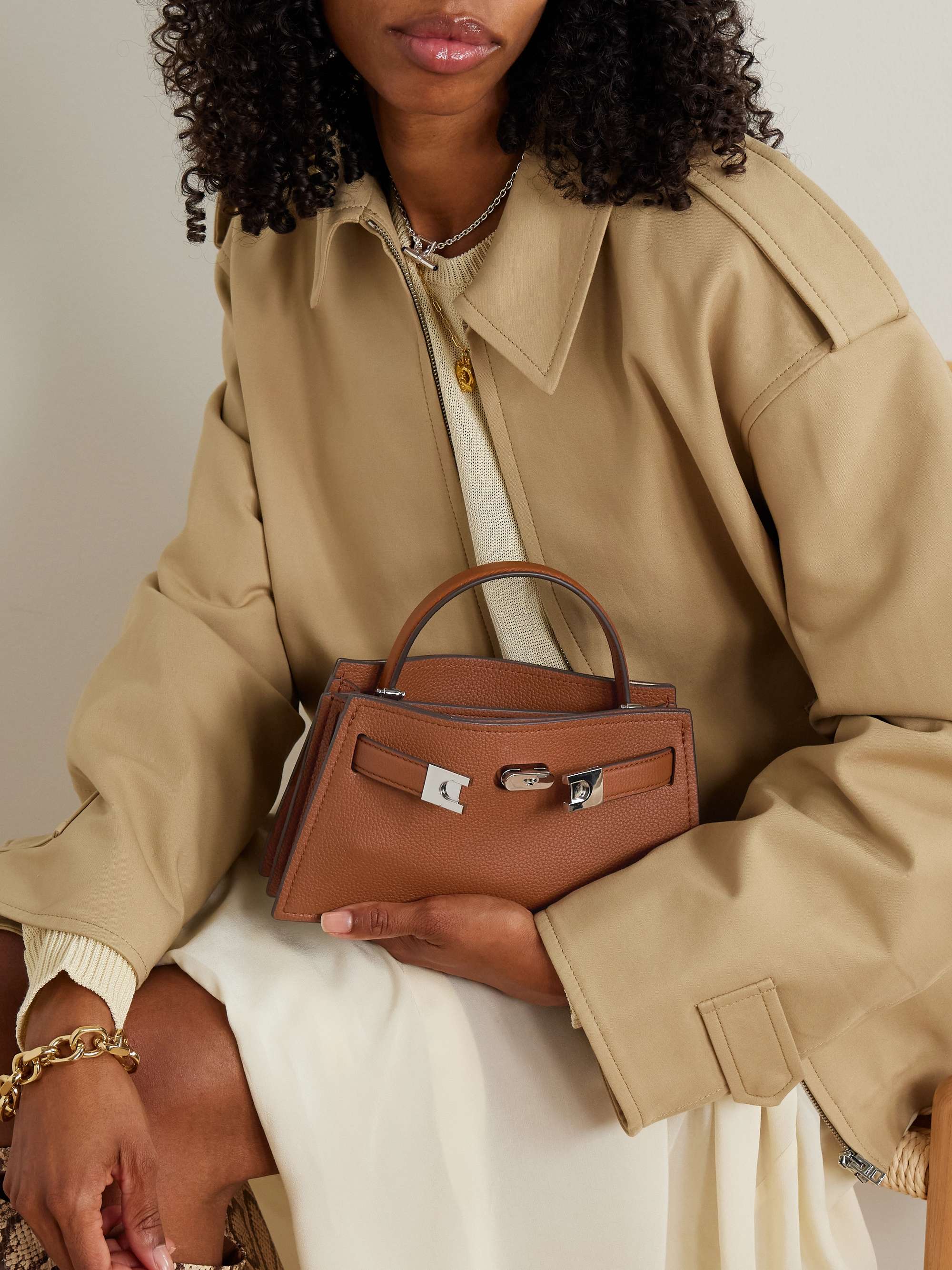 Petite Lee Radziwill Textured-Leather Shoulder Bag