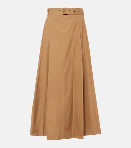 Pleated Cotton Poplin Maxi Skirt