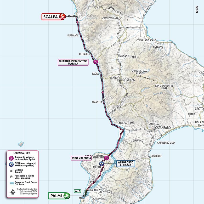 Route map for stage 6 of the 2022 Giro d'Italia