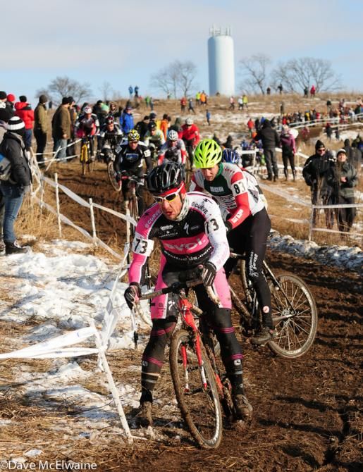 Grant Holicky and other riders try to deal with the dicey descent