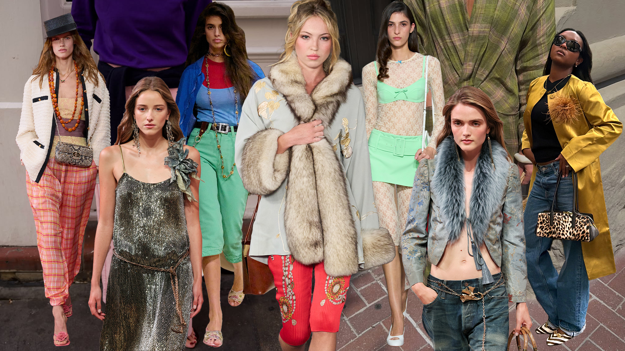 A collage of the key maximalism autumn trends. 
