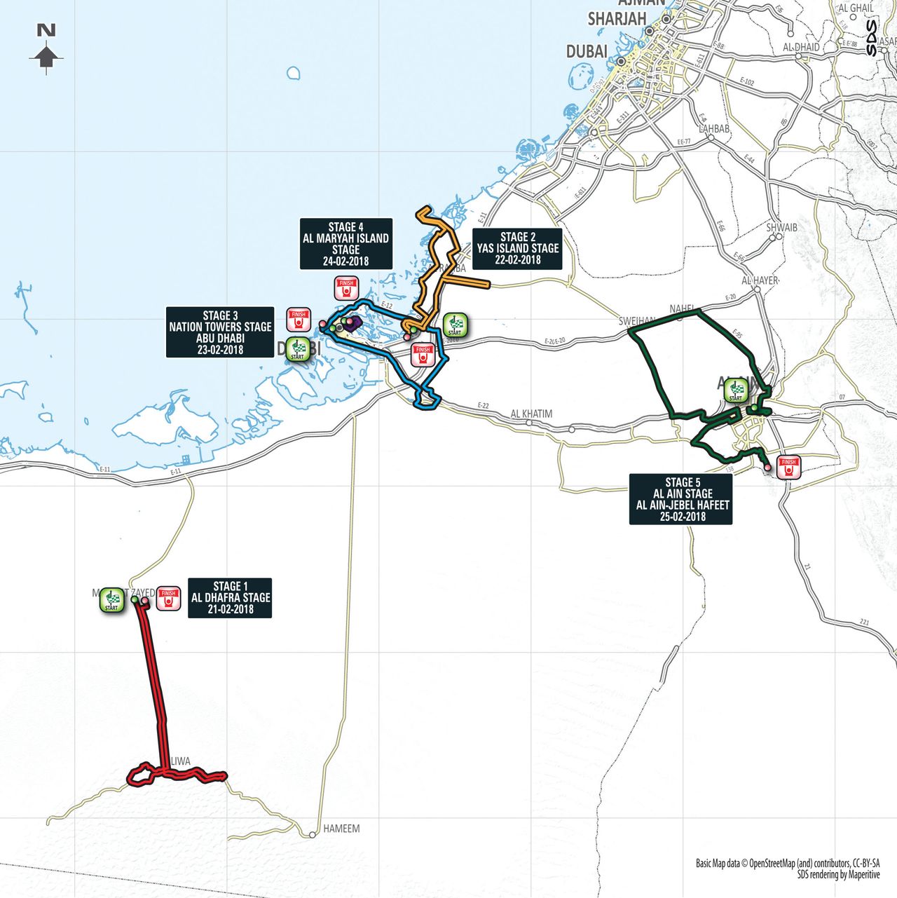 2018 Abu Dhabi Tour route