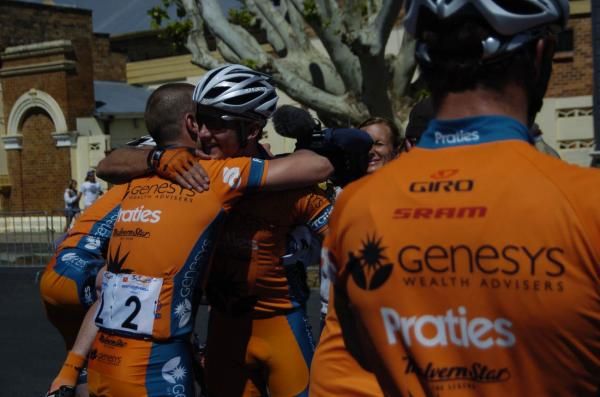 Nathan Earle (Genesys Wealth Advisers) celebrates with his teammates.