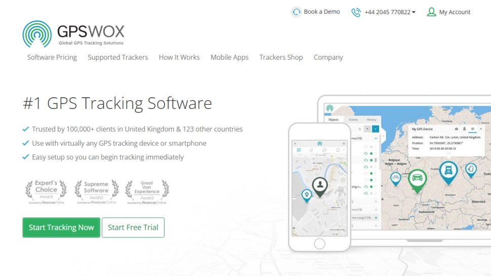 Website screenshot of GPSWOX (September, 2025)