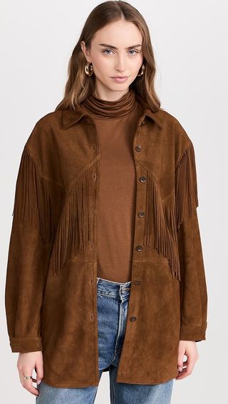 The Great. the Suede Fringe Shirt Jacket