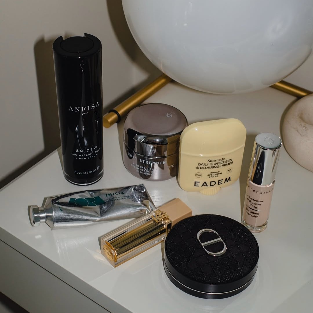 Photo of beauty products on a vanity