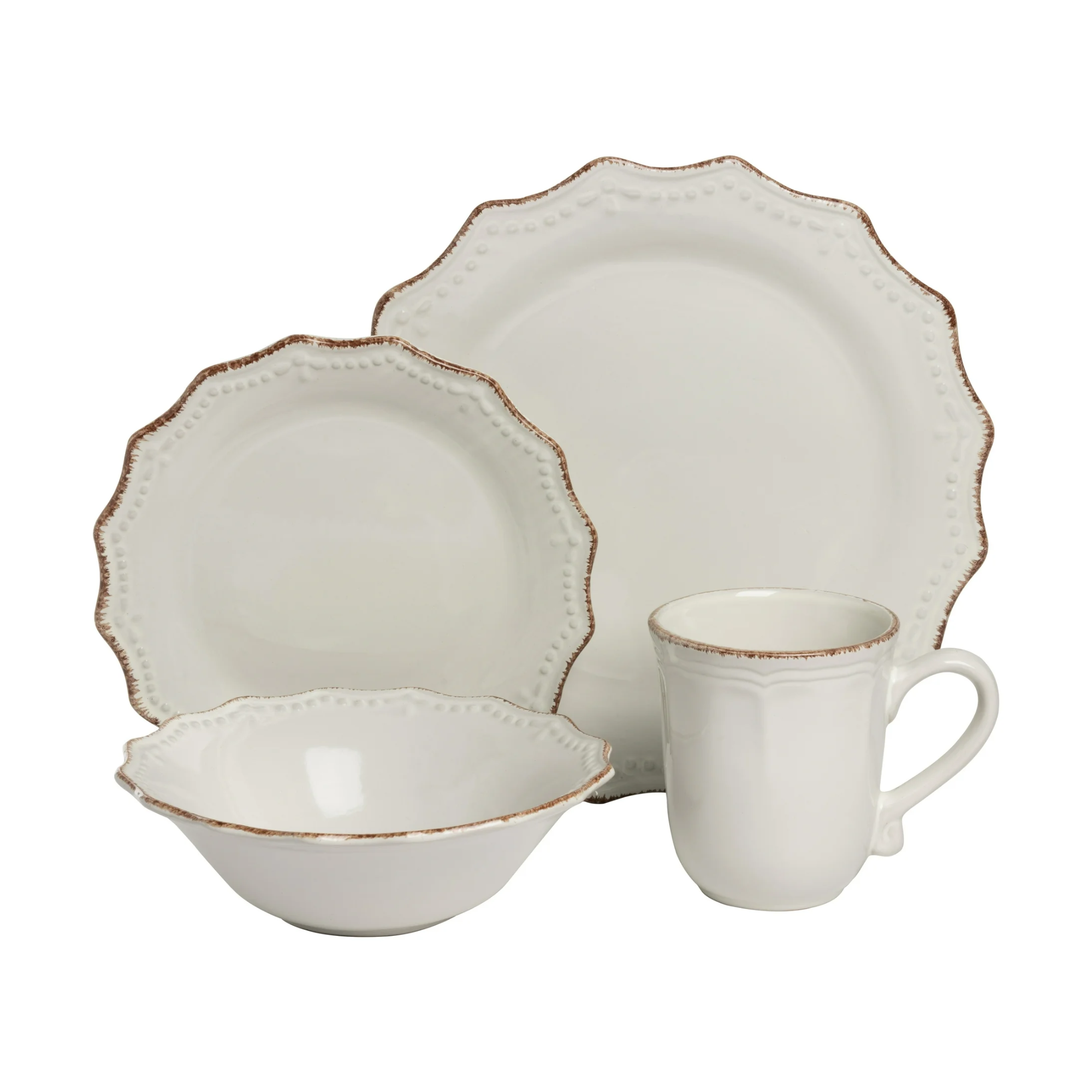 set of two plates, a bowl, and a mug
