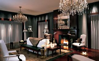 Reinterpreted chandeliers in a suite