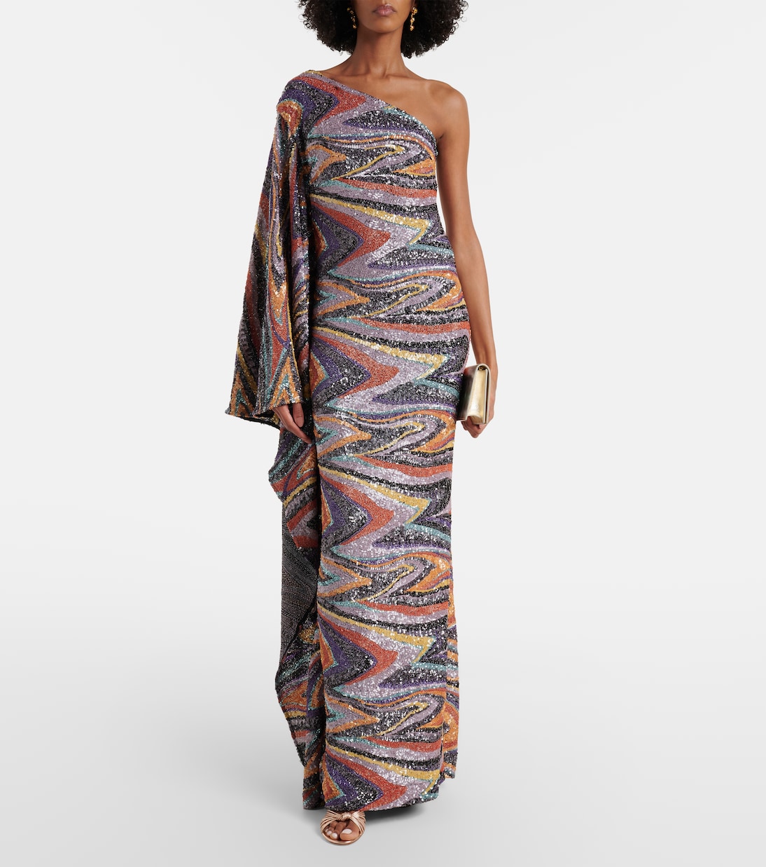 Jasmine Sequined Draped Gown in Multicoloured - Taller Marmo