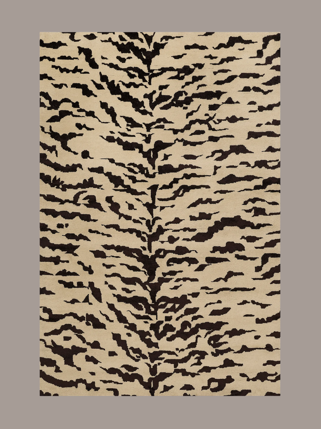 A beige brown tiger printed rug from Nordic Knots