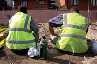 builders taking a break on site