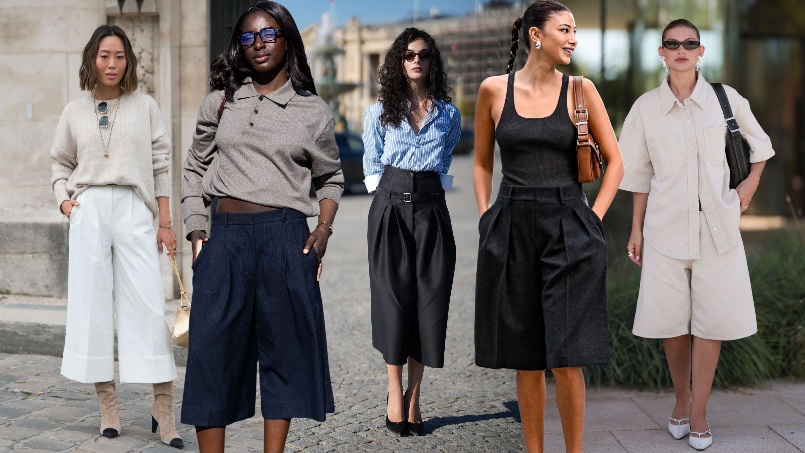 collage of women wearing culottes 