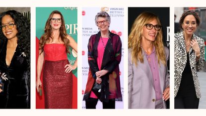 composite of five celebrities wearing the eyeglasses trends 2023