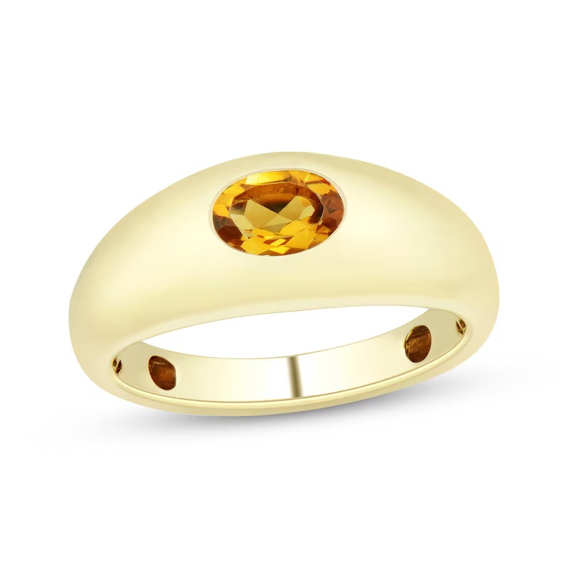 Kay Jewelers, Oval-Cut Citrine Signet Ring 10k Yellow Gold