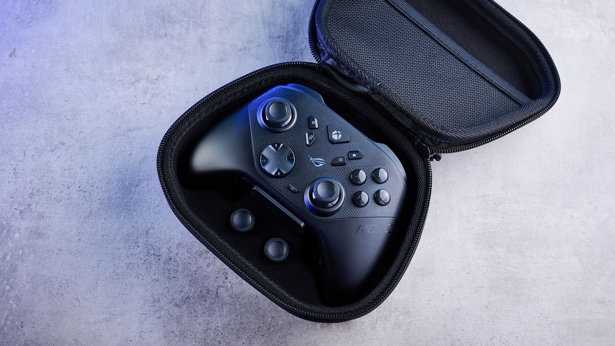 A black Asus ROG Raikiri II Xbox and PC controller