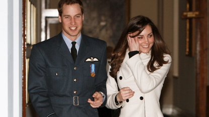 Prince William and his girlfriend Kate Middleton arrive at the Central Flying School at RAF Cranwell where Prince William received his RAF wings in a graduation ceremony, Sleaford on April 11, 2008 in Lincolnshire, England.