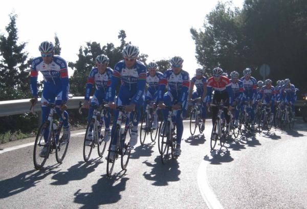 The sun was bright during the Quick Step training ride.