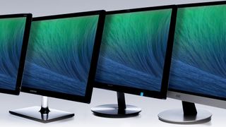 Monitors against a gray background