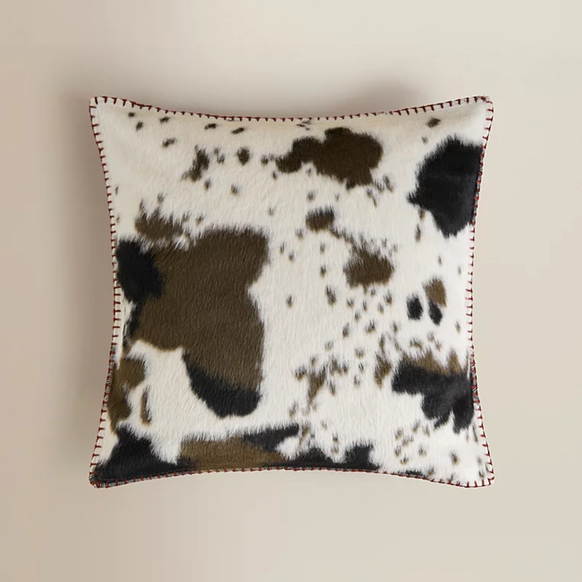 George Home Brown Cow Print Faux Fur Cushion
