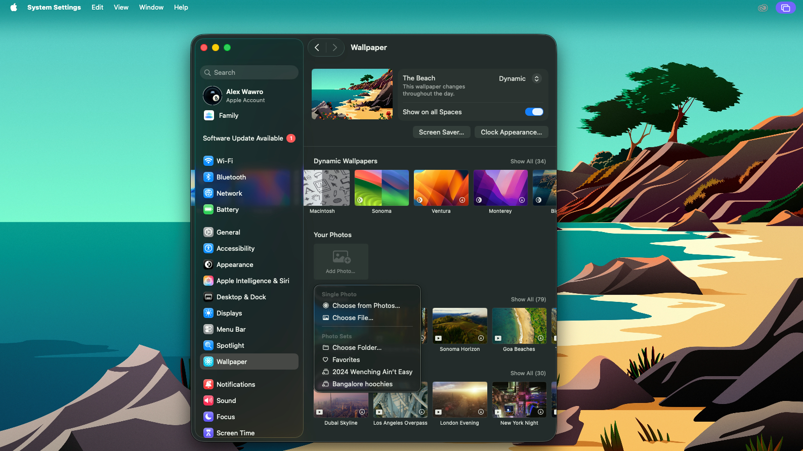 macOS Tahoe Wallpaper settings